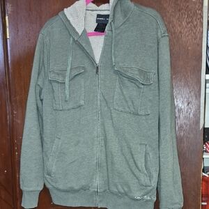 O'Neill Olive Green Zip-Up Hoodie Sweatshirt